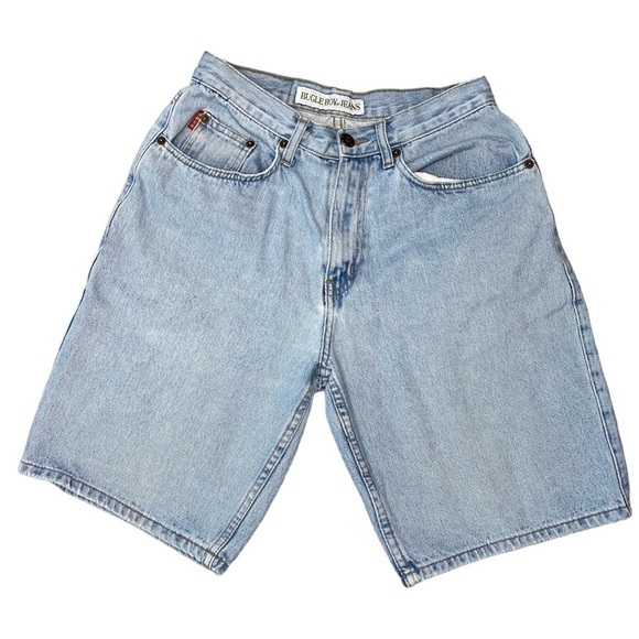 Vintage 90s Bugle Boy Denim Jean Shorts Light Washed Blue WOMENS 29 - Picture 1 of 8